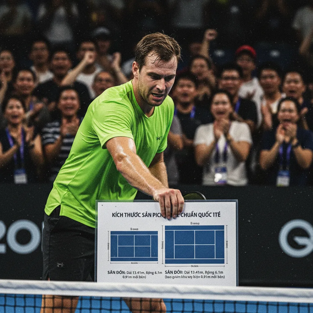 Chiều cao lưới Pickleball tiêu chuẩn ở trung tâm và hai bên cột